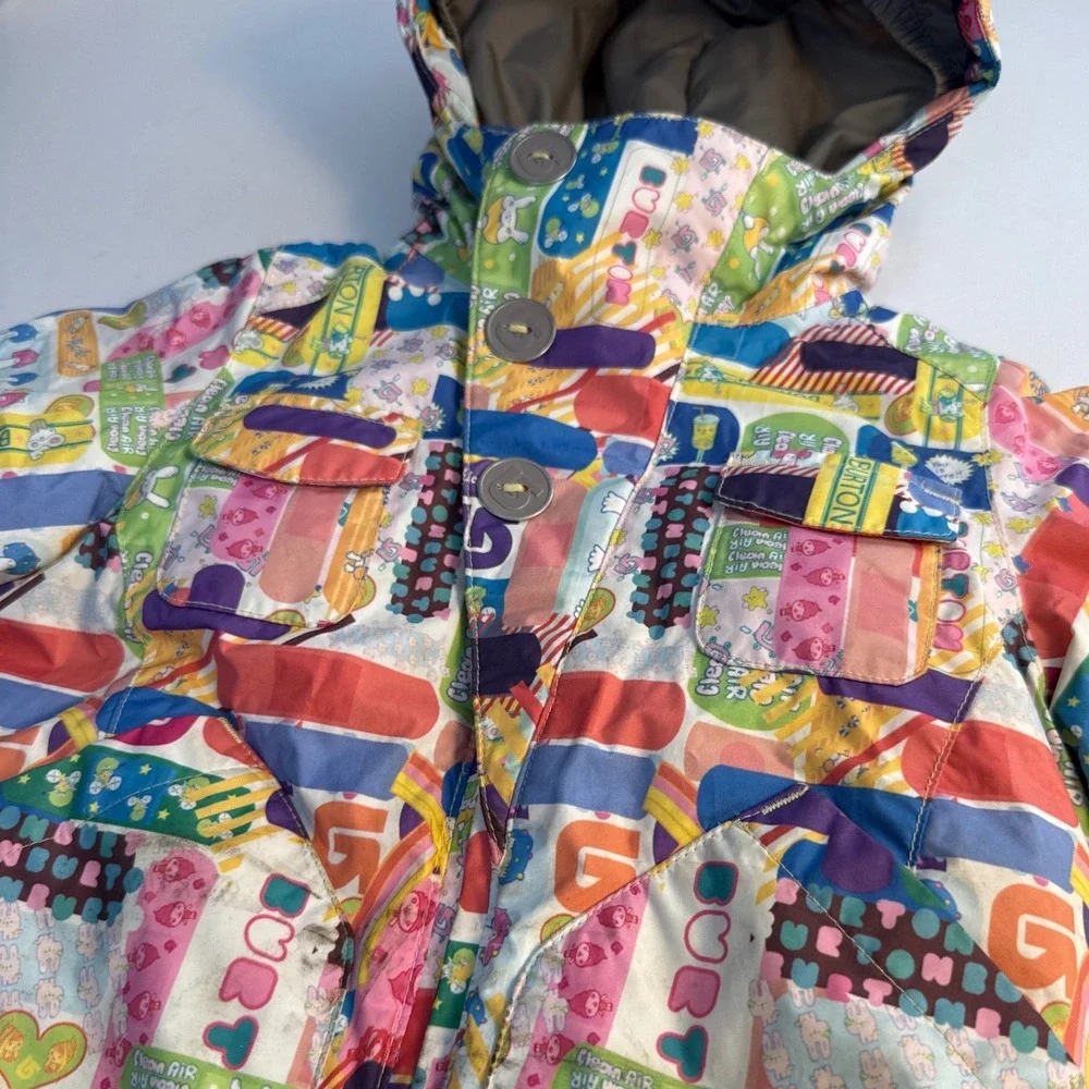 Burton Dryride Toddler Snow Winter Jacket 2T Mini Shred Retro Sticker Print Girl